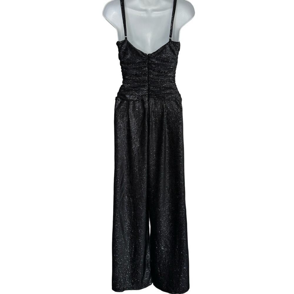 PatBo Jumpsuit‎ Wide Leg Flowy Black Sparkly Velvet Size 2 - Picture 2 of 12